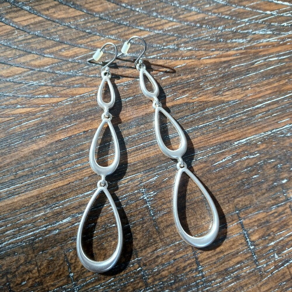 Silver Tear Drop Link Earrings